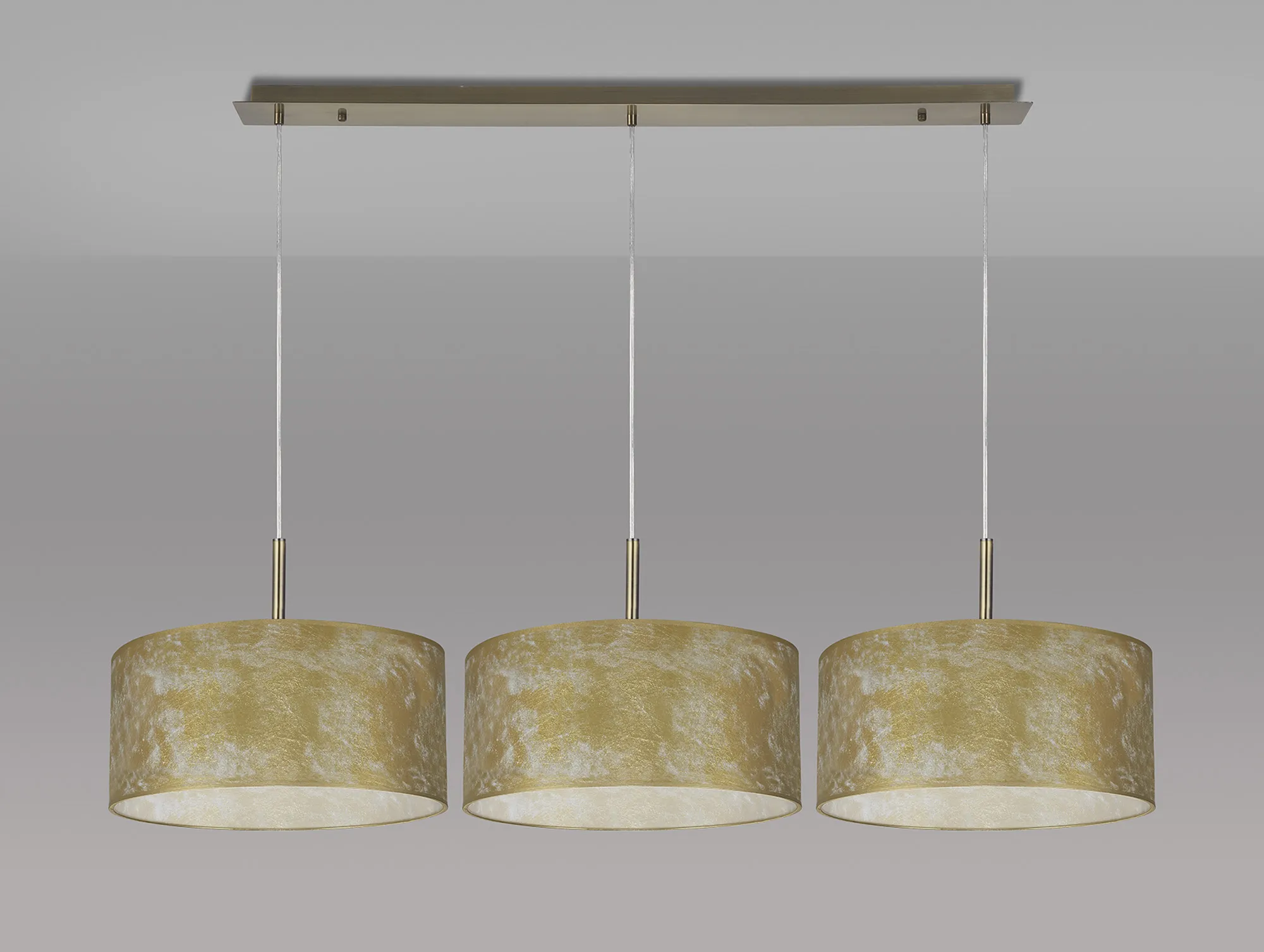 Baymont 40cm Shade 3 Light Pendant Antique Brass, Gold Leaf DK0842  Deco Baymont AB GL